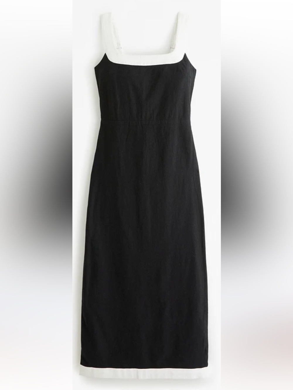 NWOT Abercrombie & Fitch Linen Cotton Blend Black & White Column Midi Dress MP
